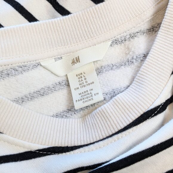H&M Striped Paris Crew Neck Sweatshirt SZ L - Picture 9 of 10